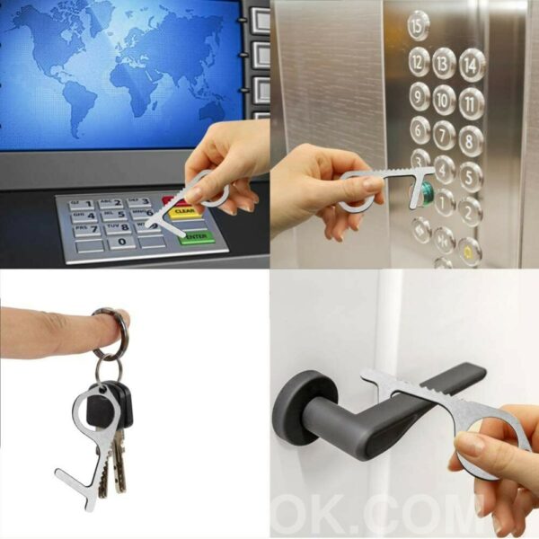 Contactless Door Opener Keychain Custom Logo Clean Key Elevator Button Pusher Tool - Image 4